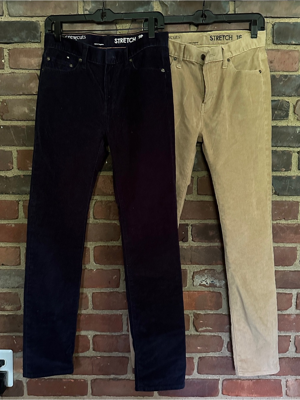 J.Crew Crewcuts Boys Straight Slim Fit Stretch Corduroy Pants Lot Of 2 Size 16